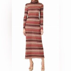 MISA Los Angeles Liv Mock Neck Long Sleeved Dress in Winter Chevron